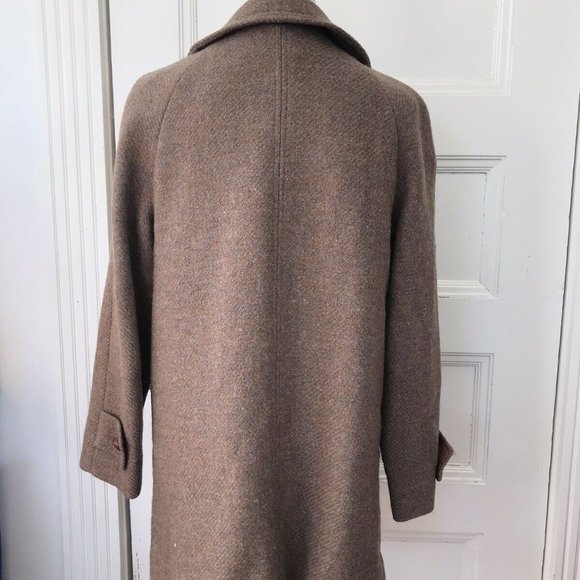 Vintage 50s Brown Tweed Wool Overcoat Coat Raglan Sleeves - Picture 7 of 9